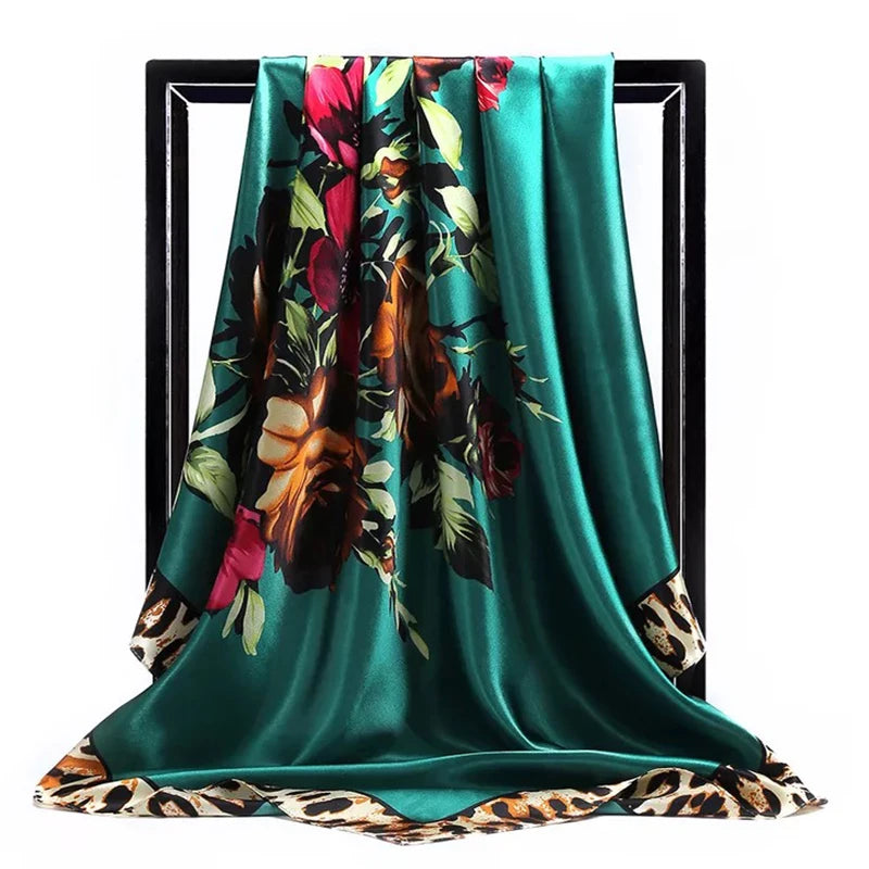 90*90cm Luxury quality silk spring autumn women new printing scarves fashion sunscreen large size shawl tourism seaside muffler