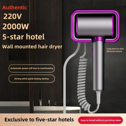 Hotel, Hotel, Non Perforated Wall Mounted Hair Dryer, Home Bathroom, High Wind Blue Light Hair Care Hair Dryer