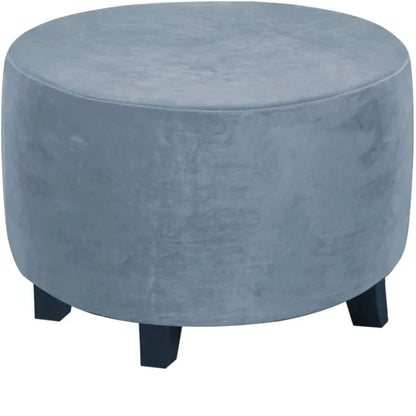 Real Velvet Plush Fabric Round Ottoman Slipcover Footstool Protector Covers Storage Stool Ottoman Covers