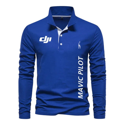 100% cotton men's POLO shirt DJI long sleeve T-shirt for men Comfortable hip hop High quality business comfort sweatshirt