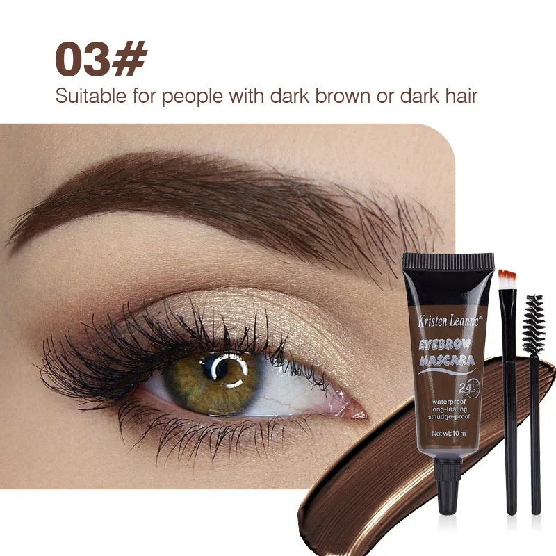 Natural Liquid Dyeing Eyebrow Cream Set Waterproof Shaping Brown Tint Pointed Tube Eyebrow Henna Mascara Paint Brush Makeup Tool