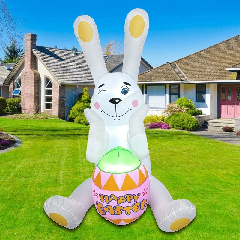 2024 Happy Easter Celebration Decoration LED Light Giant Easter Egg Bunny Rabbit Inflatable Toy for Outdoor Home Garden Ornament