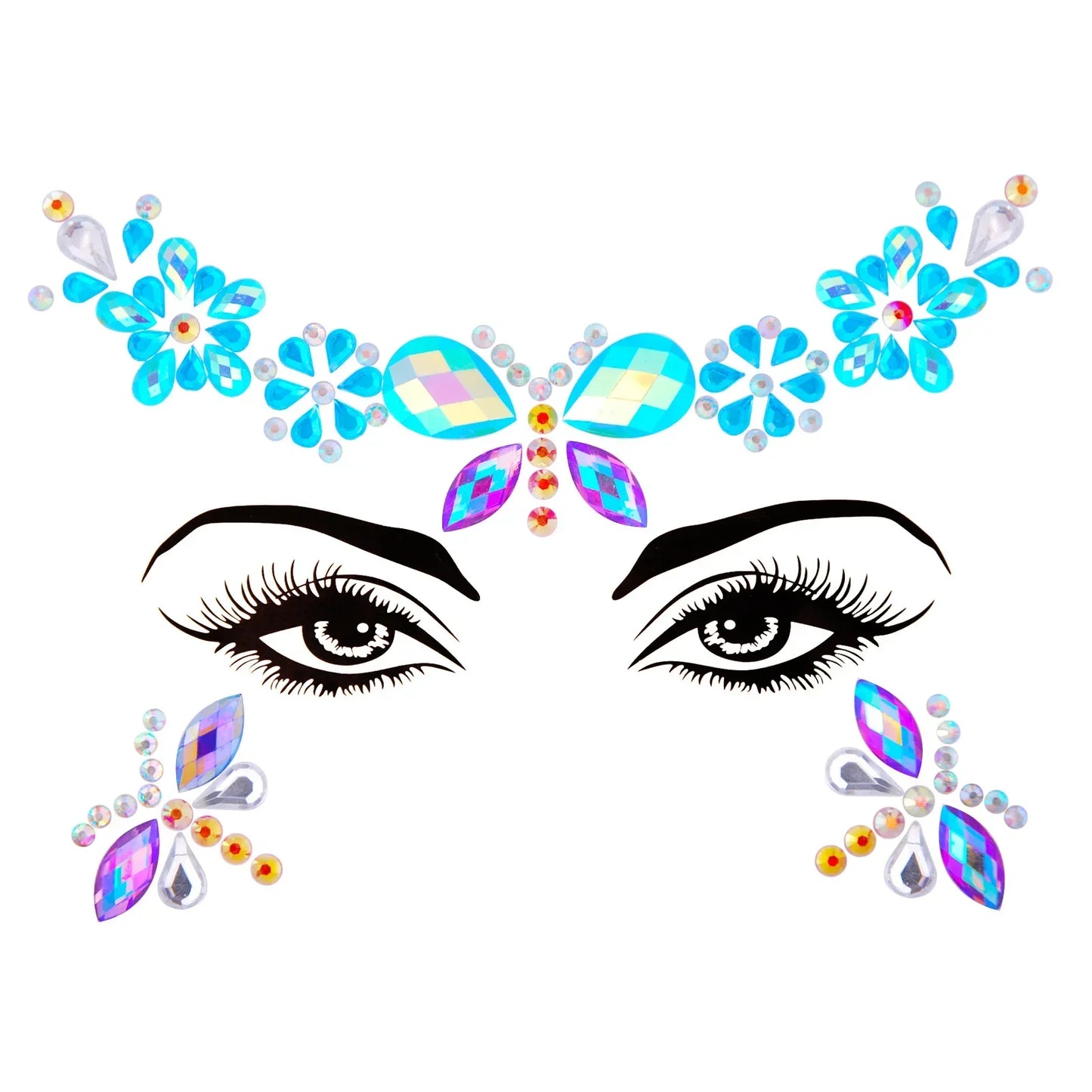 Sexy Face Tattoo Stickers Glitter Fake Tattoos Rhinestones for Woman Temporary Tattoos Party DIY Kids Holiday Face Jewels Tattoo