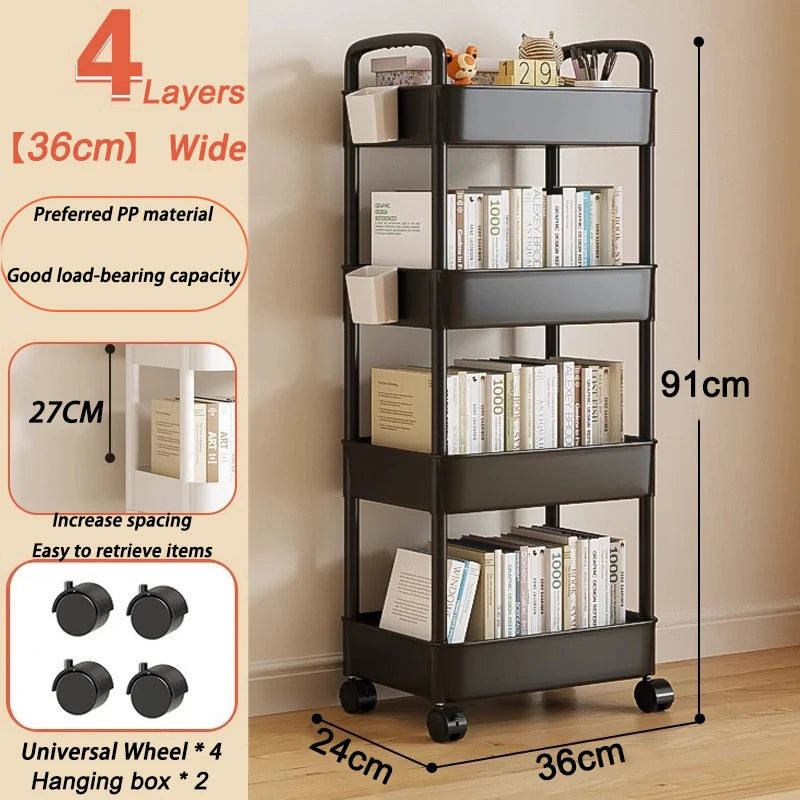 Mobile Storage Rack Trolley Kitchen Organizers And Storage Rack Household Bathroom Cart Multifunctional Multi Storey Bookshelf