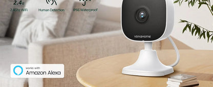 Vsmahome 3MP Security Camera Outdoor, Plug-in Full Color Night Vision WiFi Camera , Home Camera with Spotlight, IP66 Waterproof