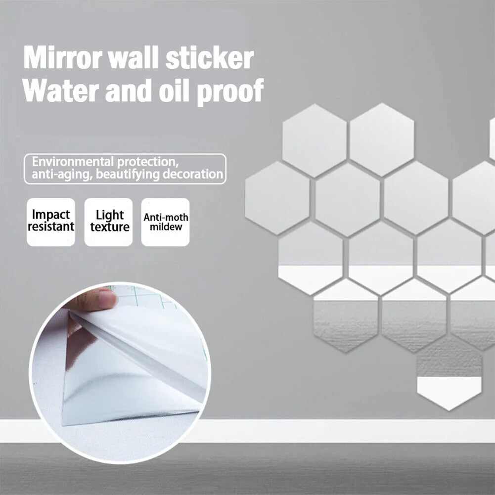 1Pc Wall Mirror Sticker Mirror Film Self-Adhesive Adhesive Film Bathroom Decorations Reflective Effect Home Decoration Stickers