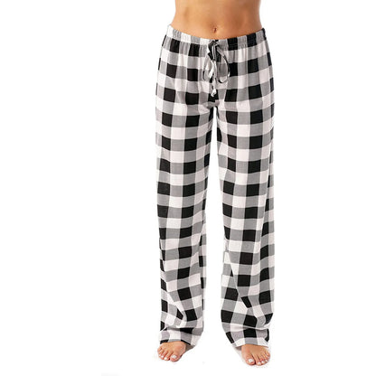 Women Christmas Pajama pants Autumn Winter Plaid Printed Pants Fashion Casual Wide Leg Pants Clothing Streetwear