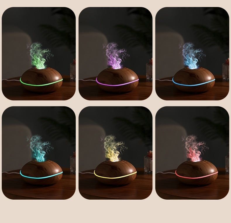 7 colores Fire Flame Wood grain aromatherapy machine humidifier Aroma Diffuser Air Ultrasonic Mist Maker Fogger Aroma