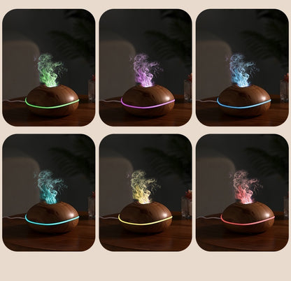 7 colores Fire Flame Wood grain aromatherapy machine humidifier Aroma Diffuser Air Ultrasonic Mist Maker Fogger Aroma