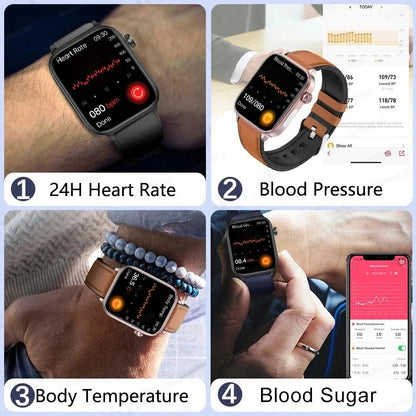 AI Medical Grade Health Smart Watch Women ECG+PPG+HRV Micro Examination Blood Sugar Fat Uric Acid Heart Rate BT Call Smartwatch