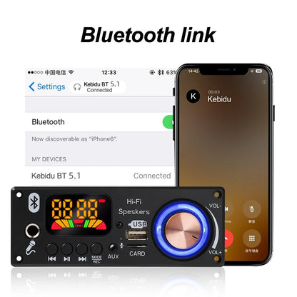 Bluetooth 5.1 DIY 160W Amplifier MP3 Decoder Board 12V Microphone FM Radio TF USB Car Audio Music Player Speaker Volume Control