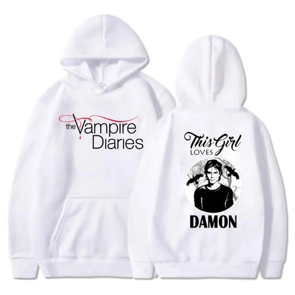 The Vampire Diaries Hoodies Women Fashion Personality Hooded Sweatshirt Casual Outdoor Loose Long Sleeve Pullover