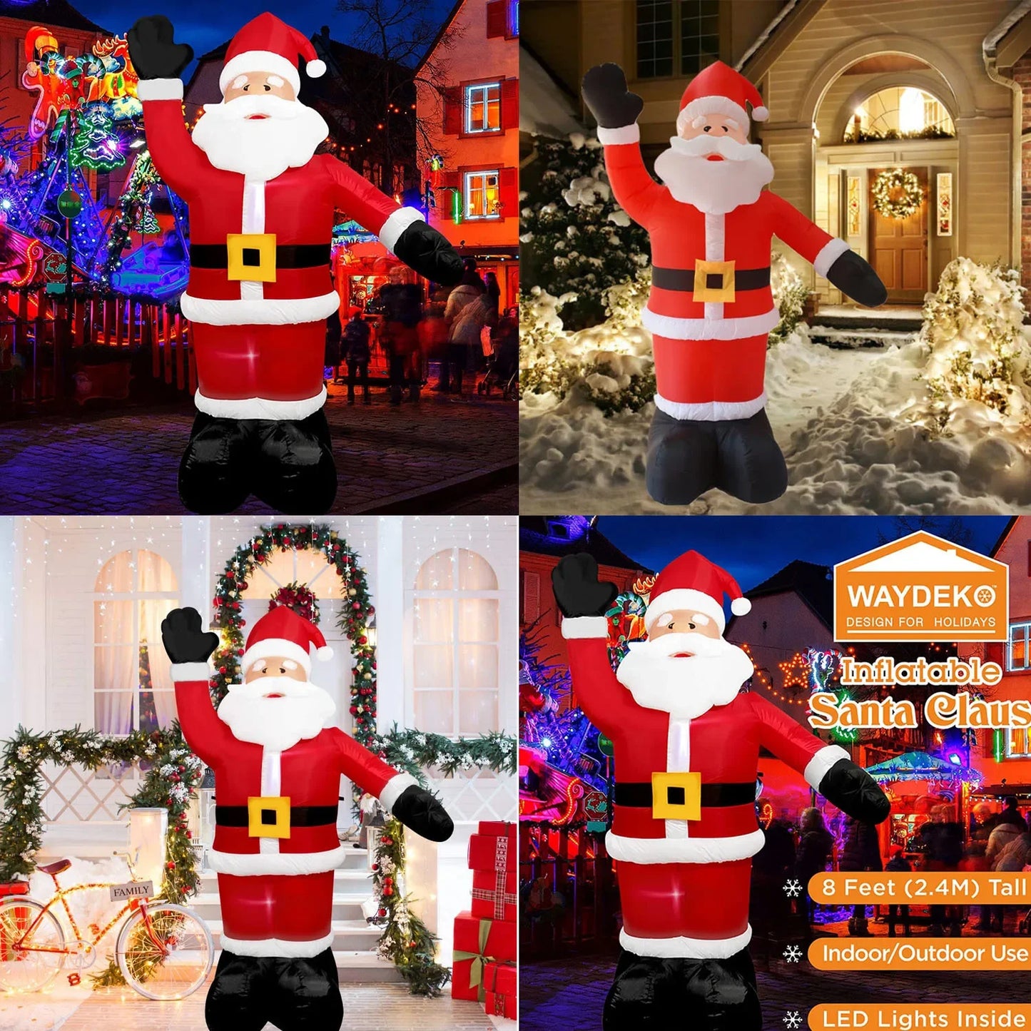 Santa Claus Inflatable Decoration Suitable for Home Outdoor Christmas Elk Pulling SleighSnowman Decoration Courtyard Garden Arch