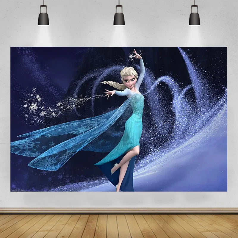 Disney "Frozen" Background Anna Elsa Princess Theme Backdrop Children's Birthday Party Decoration Baby Shower Party Props Banner