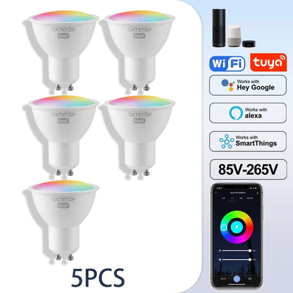 1-10PCS Tuya GU10 LED Rgb Smart Light Bulb Dimmable Gu10 6W Wifi Led Magic Lamp AC 85-265V 110V 220V Work With Alexa Google Home