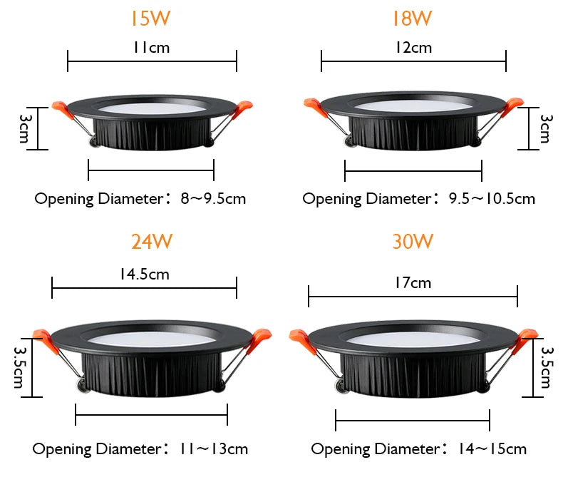 6pcs LED Downlight 5W 7W 9W 12W 15W 18W Ceiling Spot Light Recess Lamp Warm White/Cold AC220V-240V