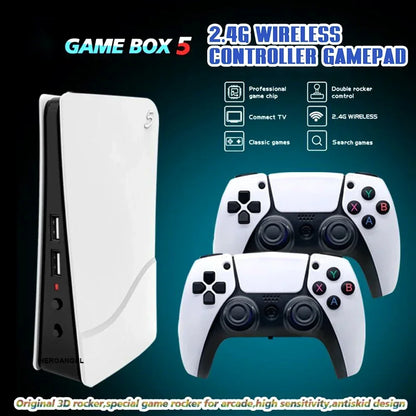 NEW GB5 Video Game Console 64GB/128GB 40000 Free Games HD TV Game Box 5 Two Gamepads For PS1/PPSPP/MAME Arcade Gaming Stick