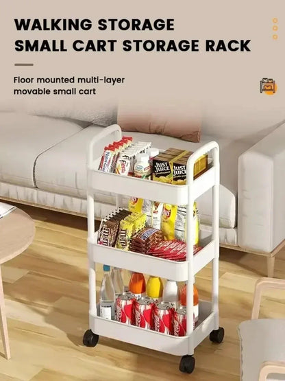 Hot Household Multi-layer Small Cart Storage Rack Floor To Floor Kitchen Bedroom Bathroom Storage Rack Storage Rack With Wheels