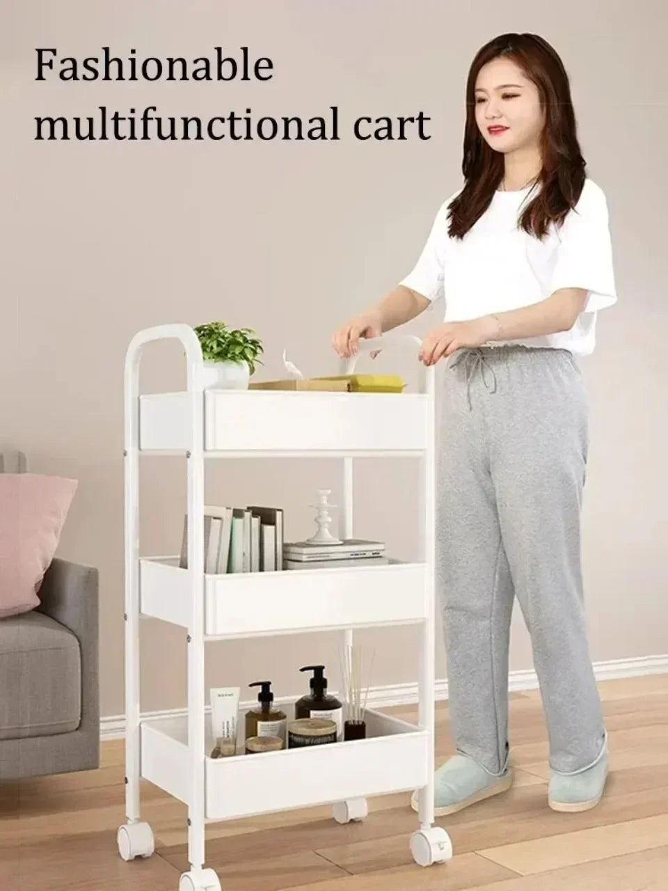 Hot Household Multi-layer Small Cart Storage Rack Floor To Floor Kitchen Bedroom Bathroom Storage Rack Storage Rack With Wheels