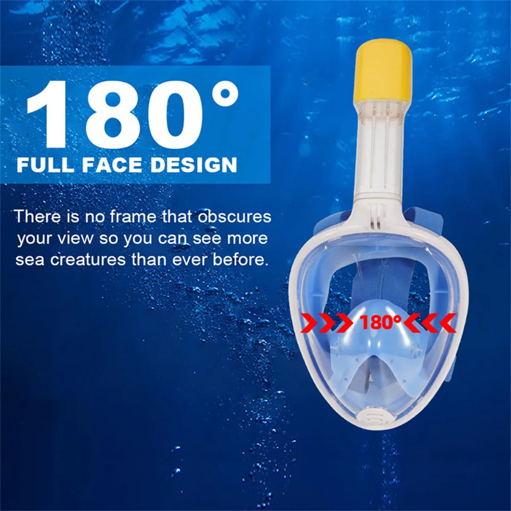 Underwater Scuba Anti Fog Full Face Diving Mask Snorkeling Respiratory Masks Safe Waterproof Swimming Equipment for Adult Kids