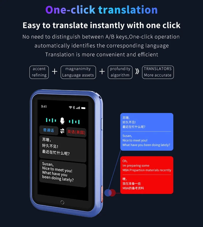 S30 Translator 4G Full Netcom SIM Card WIFI Intelligent Real Time 138 Language ChatGPT Smart AI Voice Photo Translation