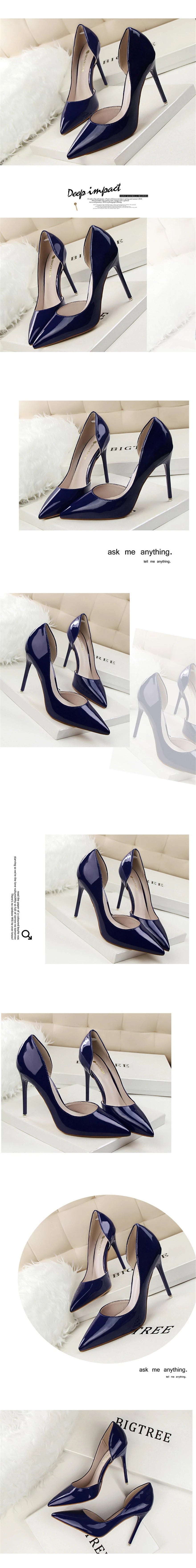 BIGTREE Shoes New Patent Leather Woman Pumps Pointed Stiletto Fashion Women Work Shoes Sexy Cut-Outs High Heel Shoe Ladies Party