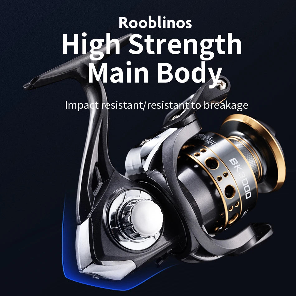 Rooblinos BK 2000-7000 Spining Reels Saltwater Freshwater Fishing Reel Ultralight Metal Frame Smooth And Tough High Speed Reels