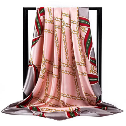 90*90cm Luxury quality silk spring autumn women new printing scarves fashion sunscreen large size shawl tourism seaside muffler