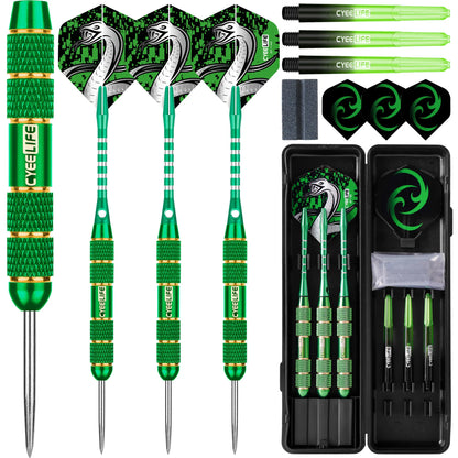 CyeeLife 24g Professional Dart Set 3PCS Steel Tip Darts Flights Anti-Fall Hard Dart Pure copper Dart Flying For Dartboard green