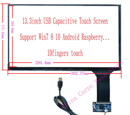 10.1/11.6/12.5/13.3/14/15.6/16 Inch USB Capacitive Touch Screen Sensor Digitizer Glass10Fingers Raspberry Pi Windows Hand Writer