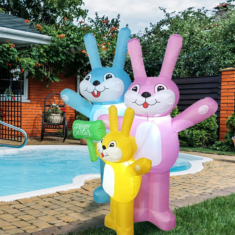 2024 Happy Easter Celebration Decoration LED Light Giant Easter Egg Bunny Rabbit Inflatable Toy for Outdoor Home Garden Ornament