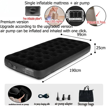 Interior Air Mattress  Mats PVC Inflatable Sleeping Mattress Luxury 2 Person Camping Bed Mat Built-in Pump Thicken Mat