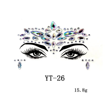 Sexy Face Tattoo Stickers Glitter Fake Tattoos Rhinestones for Woman Temporary Tattoos Party DIY Kids Holiday Face Jewels Tattoo