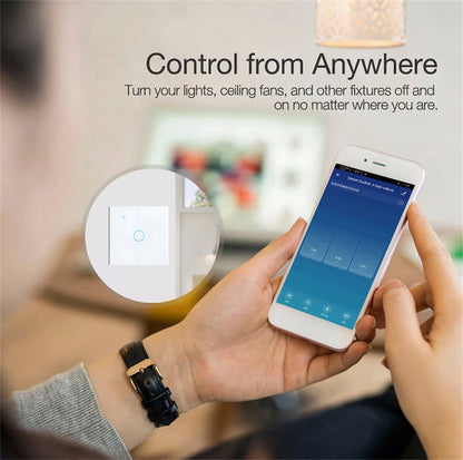 TUYA EU WiFi Smart Touch Switch 1/2/3/4gang Smart Light Switch Neutral Wire/No Neutral Wire Required Touch Switch Alexa Google