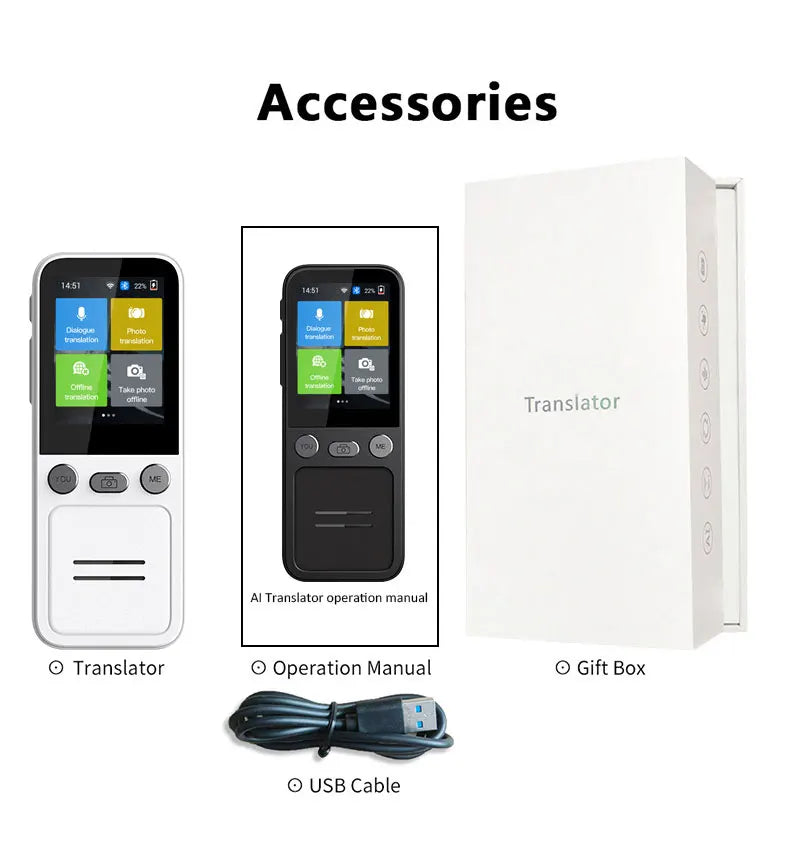 Portable T16 Instant Intelligent Voice Translation Recording 138 Language Real Time Smart Offline Translation Machine