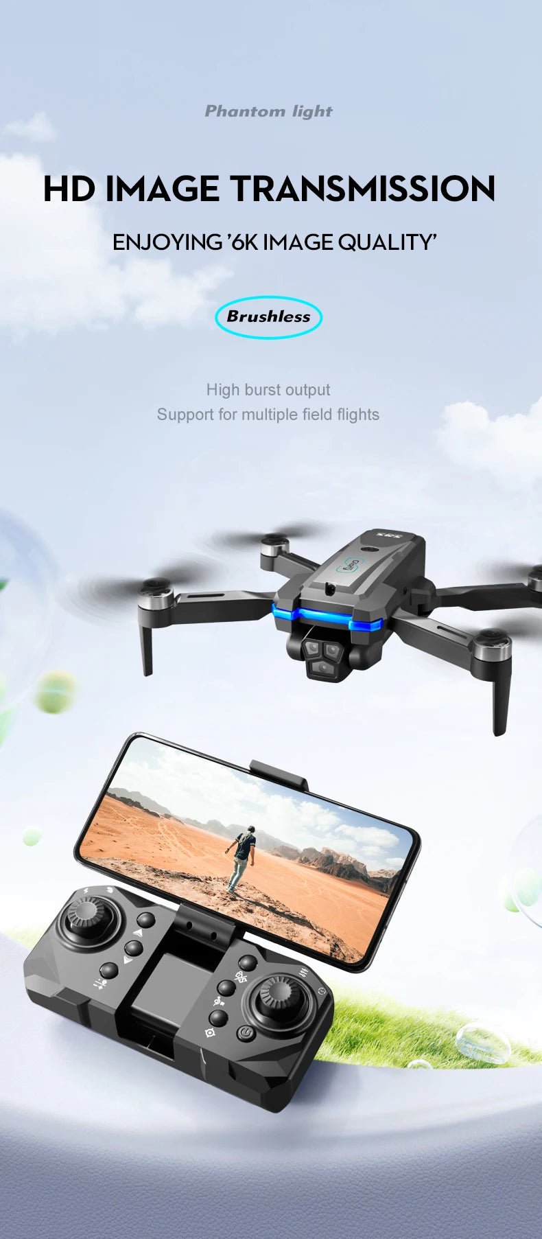 New S8S RC Drone Brushless 8K Three ESC Camera Optical Flow 360° Obstacle Avoidance Headless Mode Foldable Quadcopter