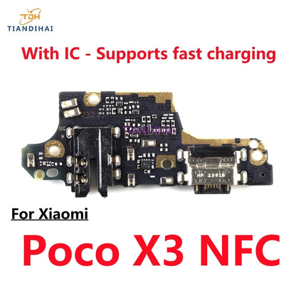 USB Charging Port Dock Jack Connector Charge Board Flex Cable With Mic Microphone For Xiaomi Poco X3 NFC X3 Pro X3NFC X3Pro