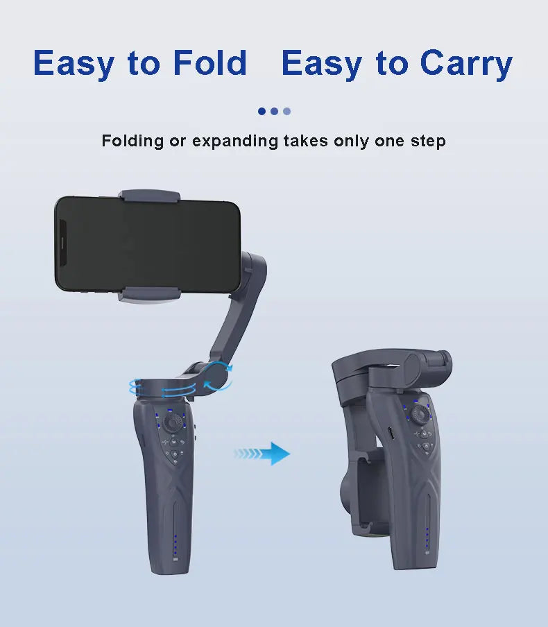 QAML The Newest F12 APP function 3-Axis Handheld Gimbal Optional AI Face Smart Tracking Smartphone Stabilizer with fill light