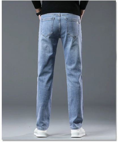 2024  Men's Workwear Jeans Classic Stretch Fabrics Loose Straight-leg Trousers Casual All-match Denim Pants Male