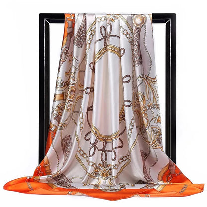 90*90cm Luxury quality silk spring autumn women new printing scarves fashion sunscreen large size shawl tourism seaside muffler