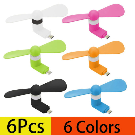 6Pcs Type C Mini Fan Radiator For Android HTC Portable Mobile Phone Small Travel Fan