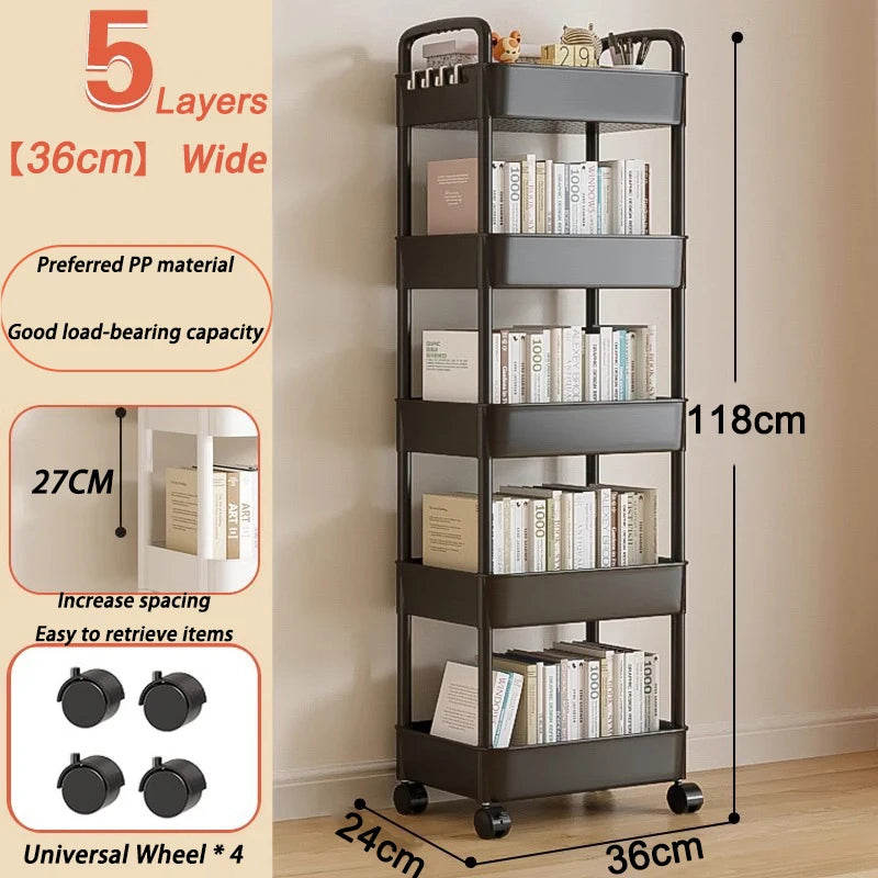 Mobile Storage Rack Trolley Kitchen Organizers And Storage Rack Household Bathroom Cart Multifunctional Multi Storey Bookshelf