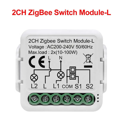 GIRIER Tuya ZigBee 3.0 Smart Switch Module No Neutral Wire Required Smart Home DIY Light Breaker Works with Alexa Google Home