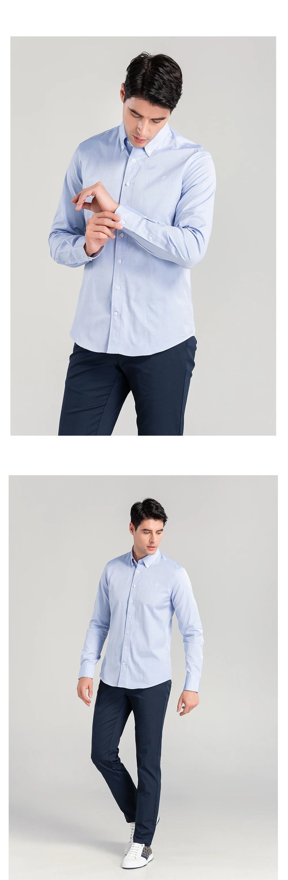 CHCH 2024 New Fashion 100% Cotton Long Sleeve Shirt Solid Slim Fit Male Social Casual Business Shirts High Quality