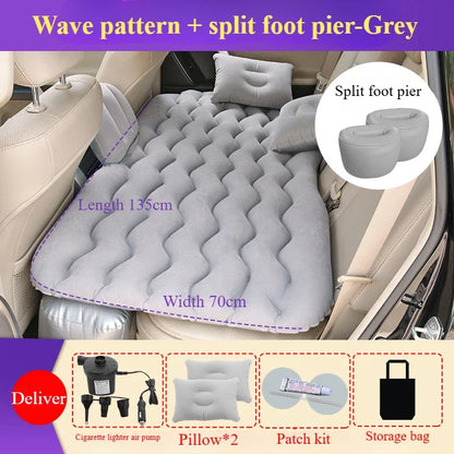 1 set car air inflatable travel mattress bed 135x70cm Auto back seat trunk mattress air bed camping mat car rollaway bed