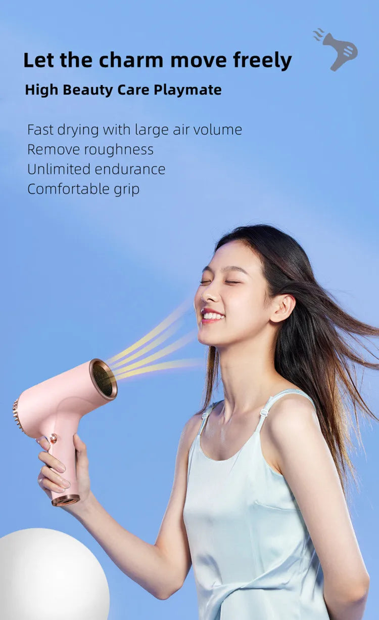 New Wireless Hair Dryer 30000 RPM High Wind Speed Dry Cool Hot Air Children's Home Dormitory Travel USB Charging Hair Dryer