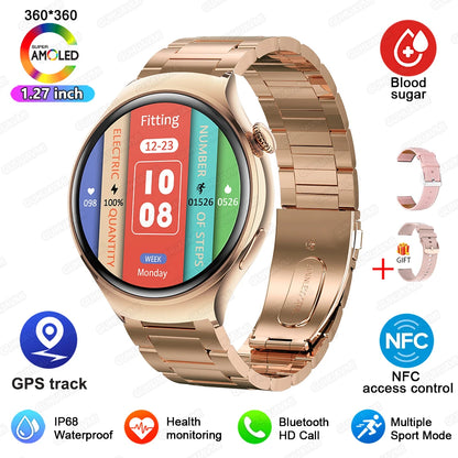 2024 New  For Huawei IOS GPS Track Smart Watch Women HD Screen Heart rate NFC Bluetooth Call Waterproof Blood Sugar Smartwatches