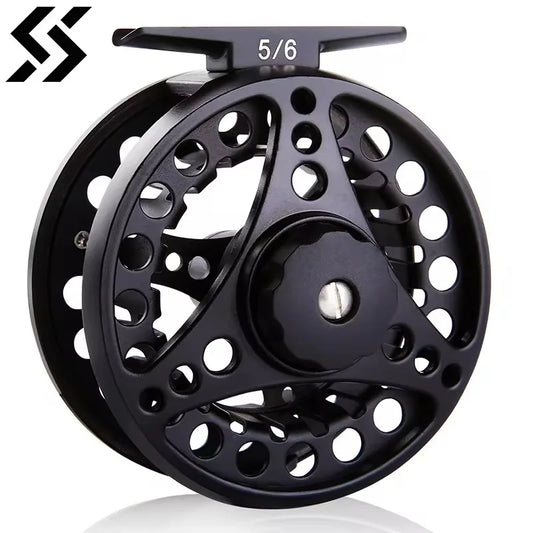 Sougayilang Fly Fishing Reel CNC Machined Aluminium Alloy Body Stainless Steel Main Shaft Non-slip Drag Knob 5/6 Fly Reel Pesca