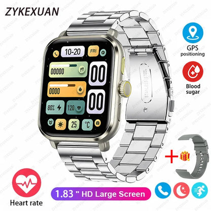 2024 New Smart Watch For Women Men Gift 1.83" Screen Full Touch Sport Fitness Watches Bluetooth Call Blood Sugar Smartwatch+Box