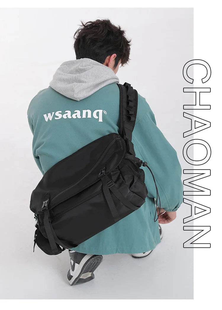 Causal Nylon Shoulder Man Bag Japanese Teenager School Laptop Sling Men's Bag Streetwear Travel Cross Bag Messenger Bags for Men